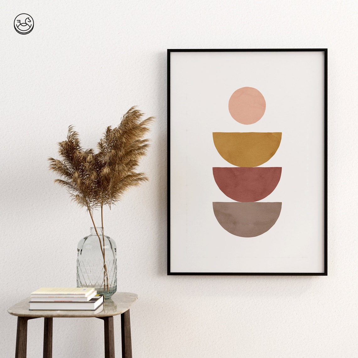 Geometric Stacked Circles Poster Nordic Boho Abstract Earth Tone Decor - Image 3