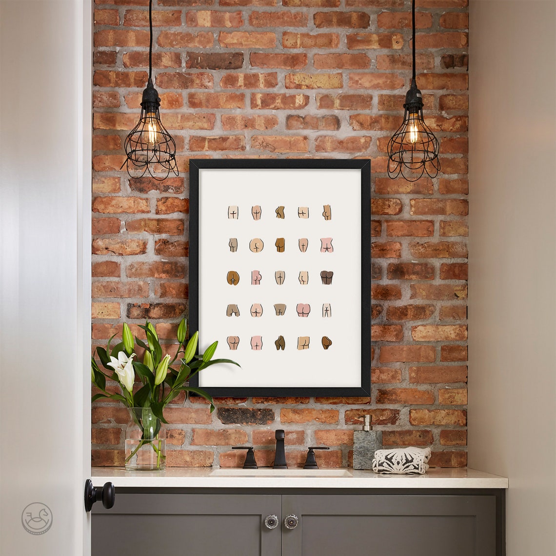 All Bums Welcome Peachy Funny Body Positive Bathroom Art Poster - Image 2