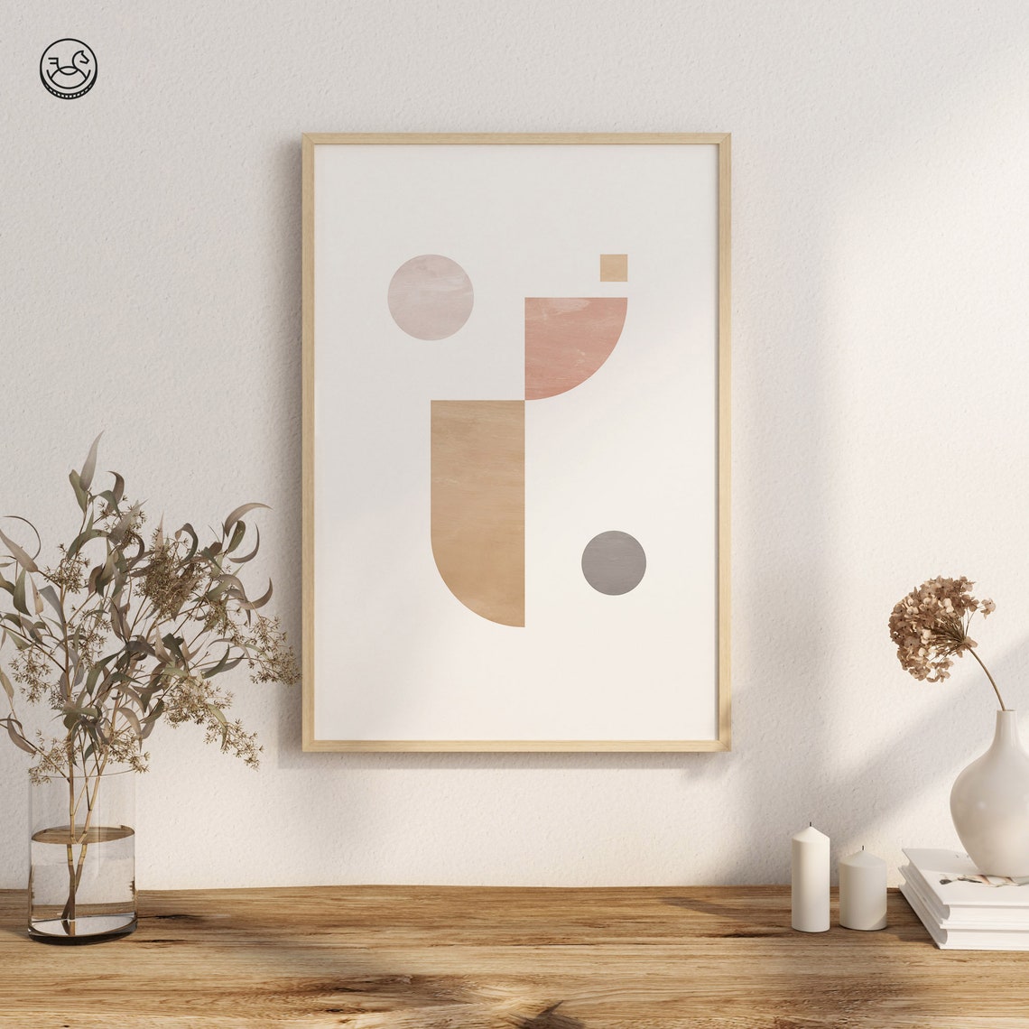Geometric Pastel Wall Art Set Neutral Shapes Boho Print Muted Coral Home Decor Abstract Minimal Print Modern Art - Image 4