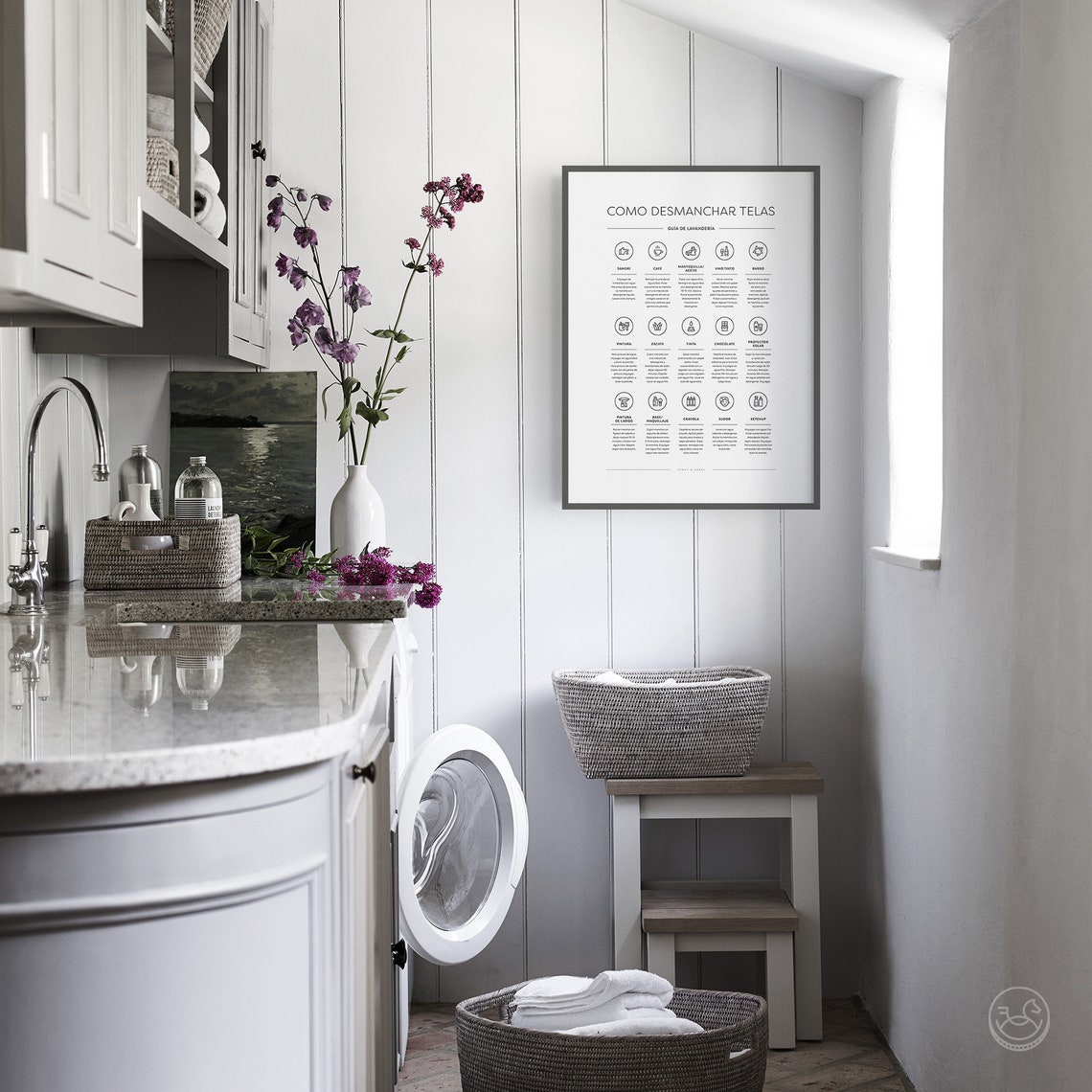 Complete Spanish Stain Removal Guide 15 Fabrics Laundry Poster - Image 3