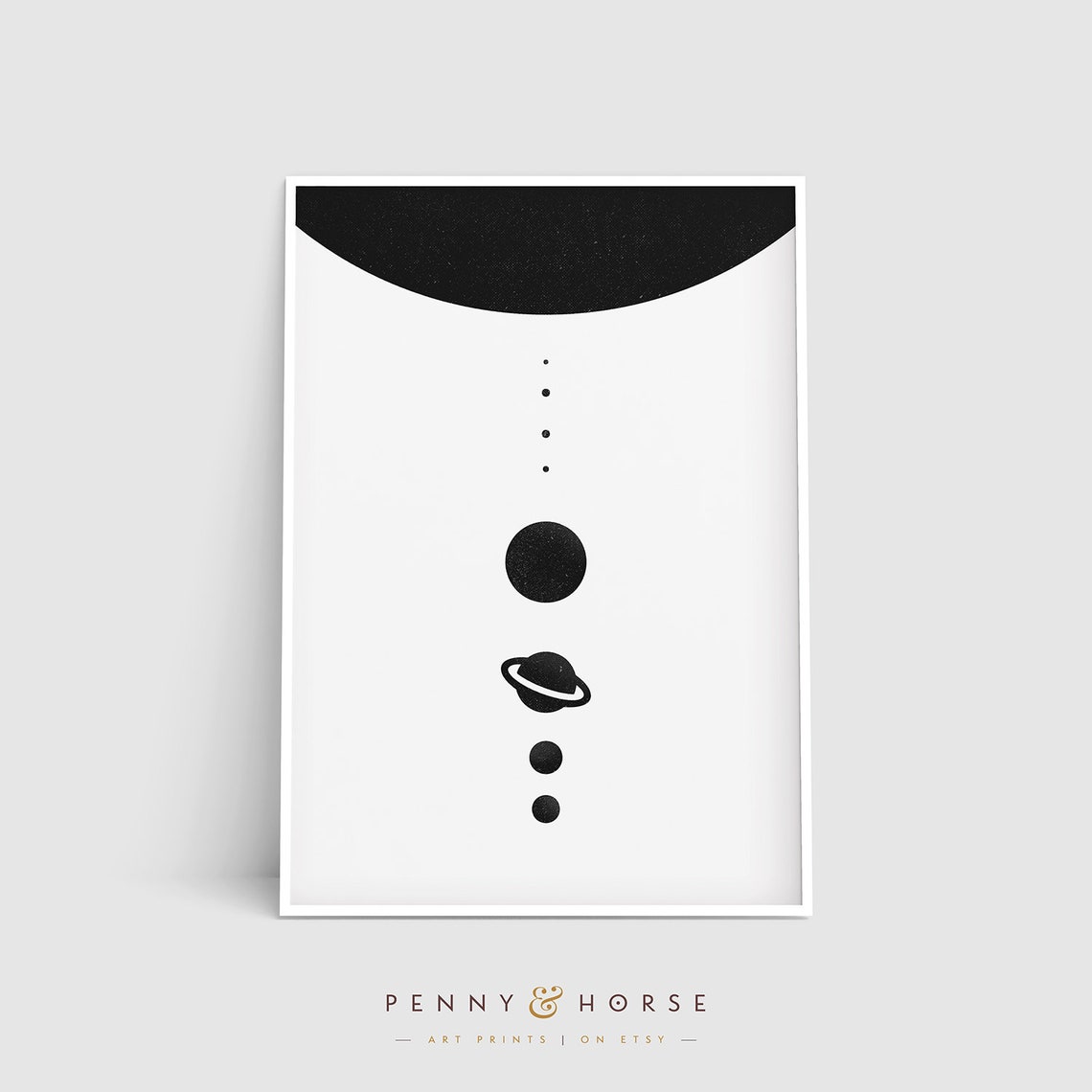 Monochrome Solar System Planets Row Minimalist Space Graphic Poster - Image 4