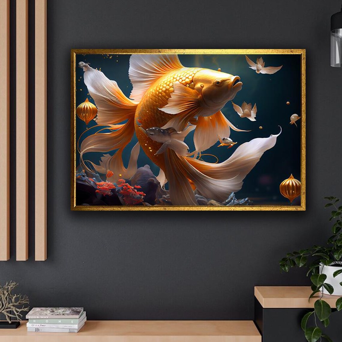 Goldfish Print Orange Goldfish Wall Art Aquarium Decor Ocean Theme Fish Home Decoration Unique Gift Idea For Fish Lovers