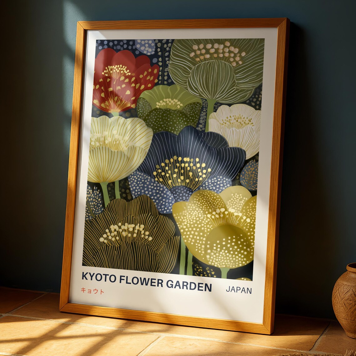 Kyoto Flower Garden Vintage Art Print, Japandi Floral