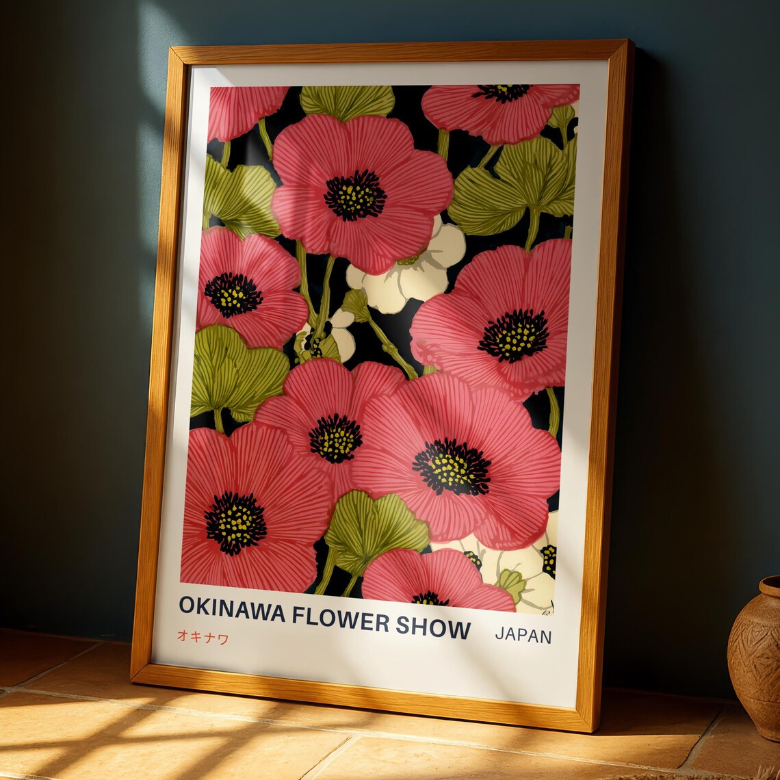 Okinawa Flower Show Bright Pink Poppy Japanese Floral Poster
