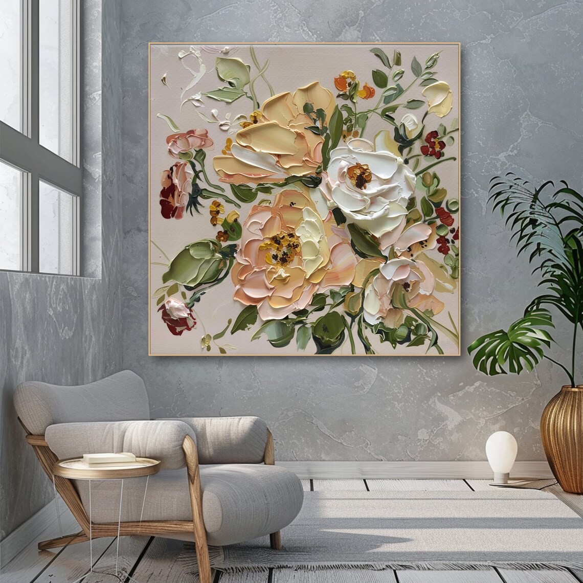 Romantic Blooms Neutral Tones Flower Art Print - Image 4