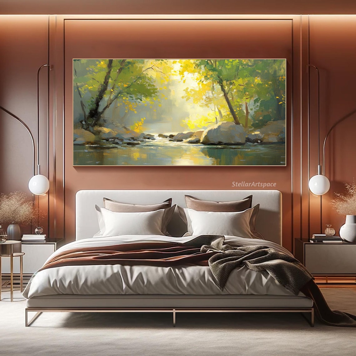 Tranquil Forest Stream Textured Art Print - Image 6
