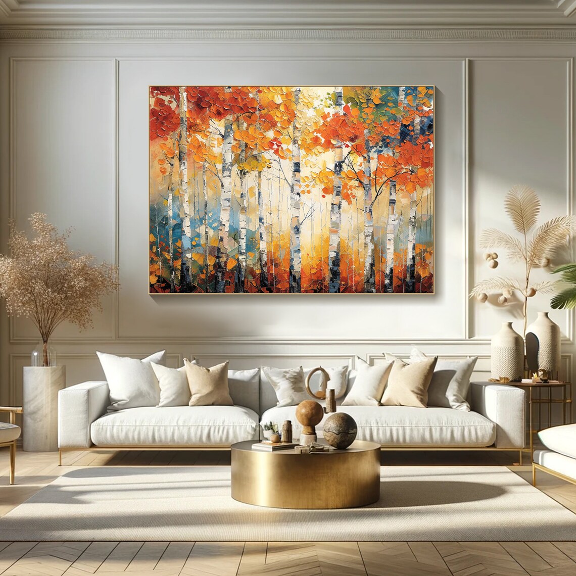 Autumn Birch Trees Wall Art Print, Textured Fall Forest - Image 2