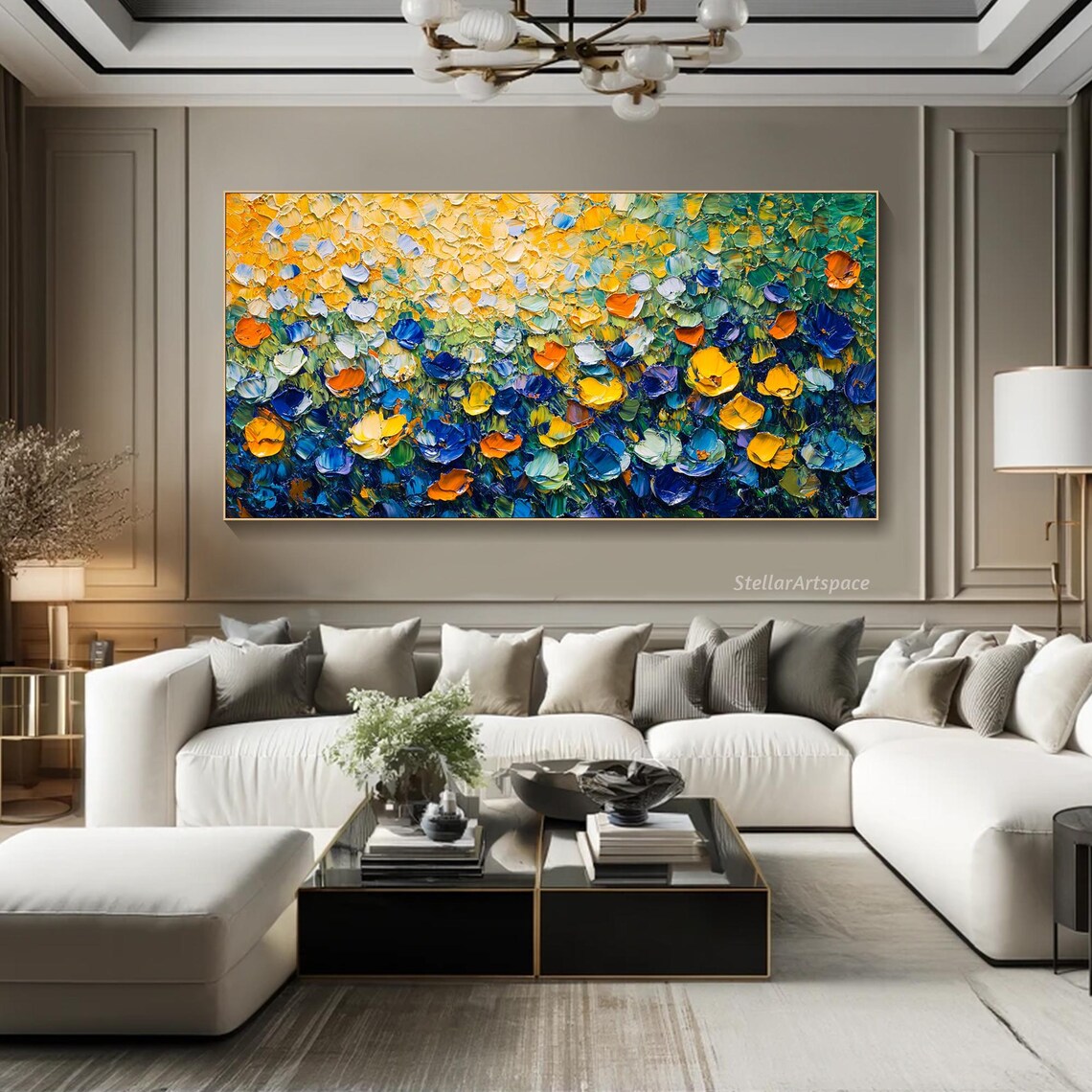 Colorful Flower Field Abstract Impasto Blooms Bright Garden Art Poster - Image 5
