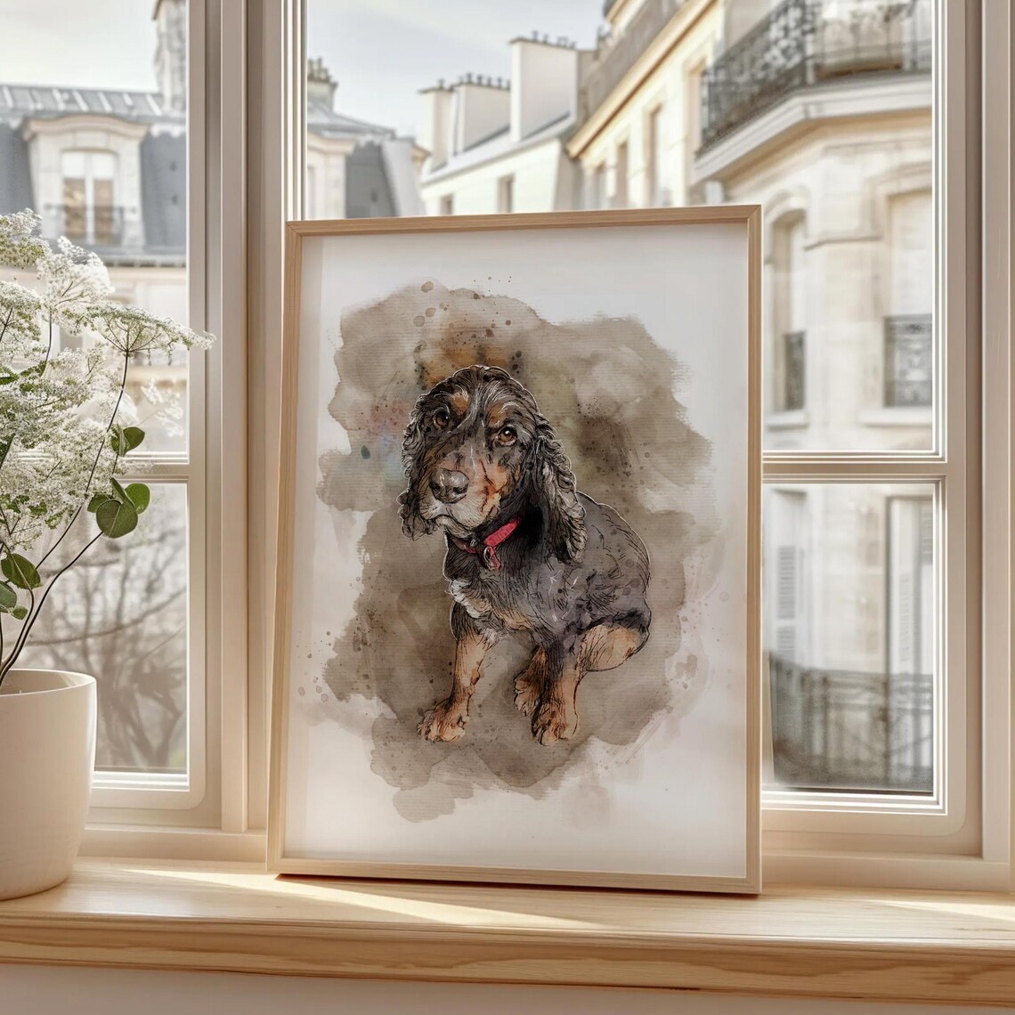 Ralph Cream Fluffy Dog Watercolor Portrait Bandana Pet Art Print - Image 5