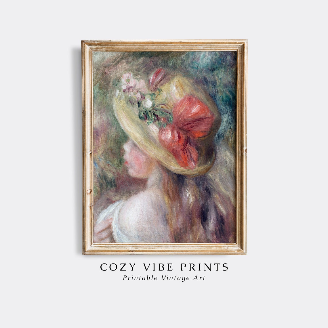 Woman in Flowered Hat Profile Vintage Impressionist Portrait Poster - Image 2