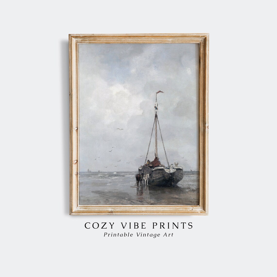 Coastal Fishing Boat Vintage Seascape Art Print