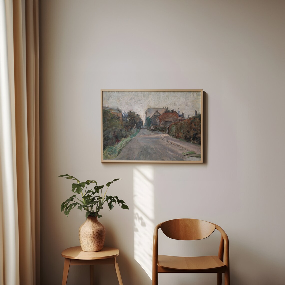 Rustic Village Street Houses Vintage Oil Painting Countryside Poster - Image 4