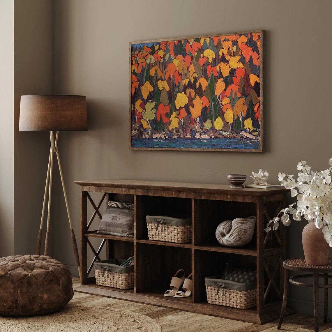 Colorful Autumn Forest Lake Expressionist Fall Foliage Art Poster - Image 3