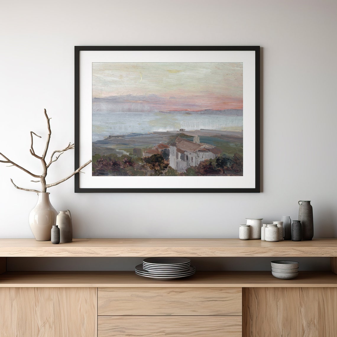 Italian Country Villa Sunset Coast Vintage Mediterranean View Poster - Image 4