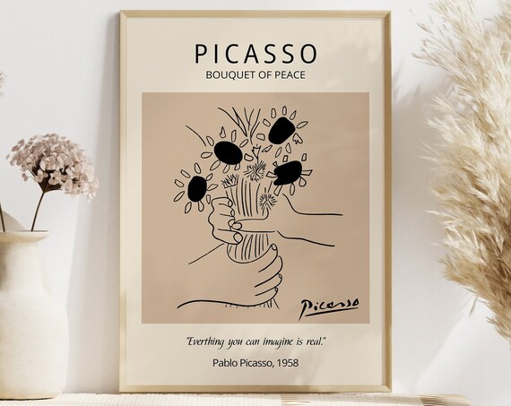 Picasso Print Picasso Poster Picasso Art Print Picasso Sketch Pablo Picasso Bouquet Of Peace Picasso Exhibition Poster One Line Art