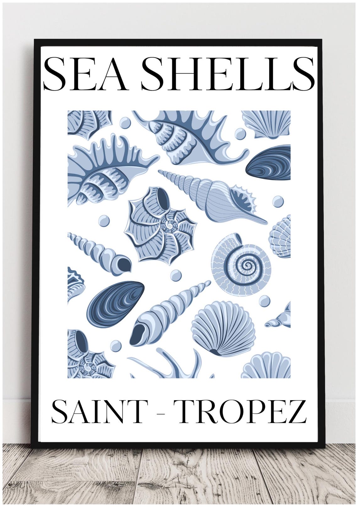 Saint Tropez Blue Sea Shells French Riviera Botanical Art Print