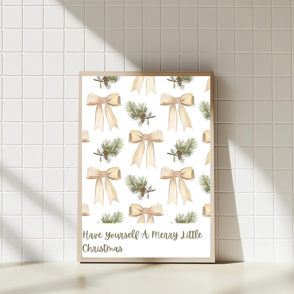 Have Yourself A Merry Little Christmas Bow Pattern Art Print