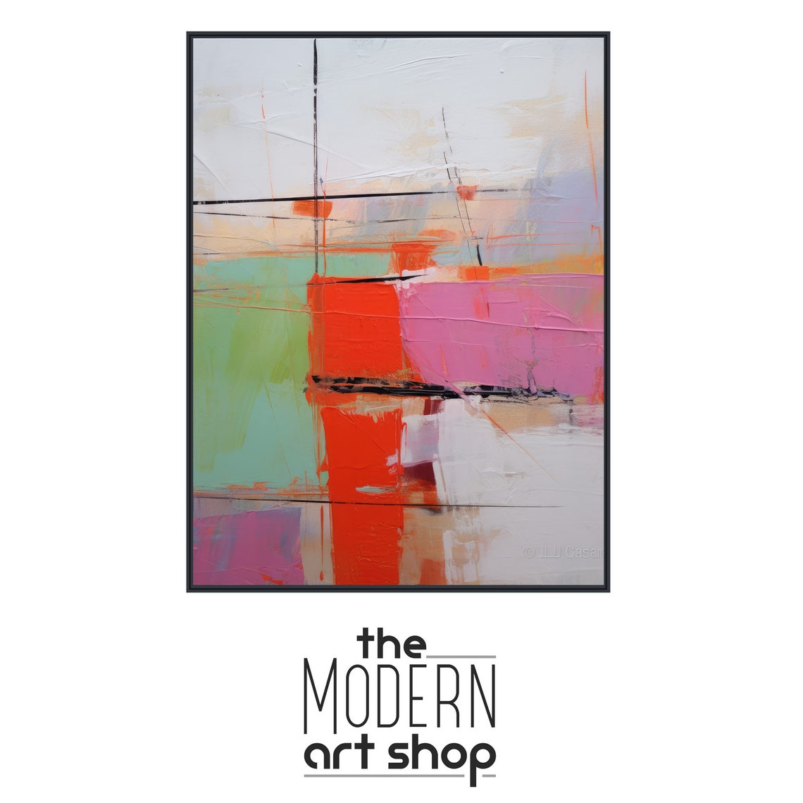 Orange Mint Purple Abstract Minimal Modern Colorful Blocks Wall Art - Image 4