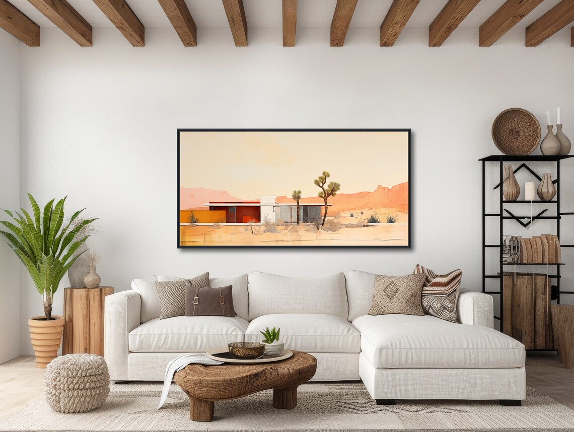 Southwest Architecture Abstract Painting, Mid-Century Modern - Image 3