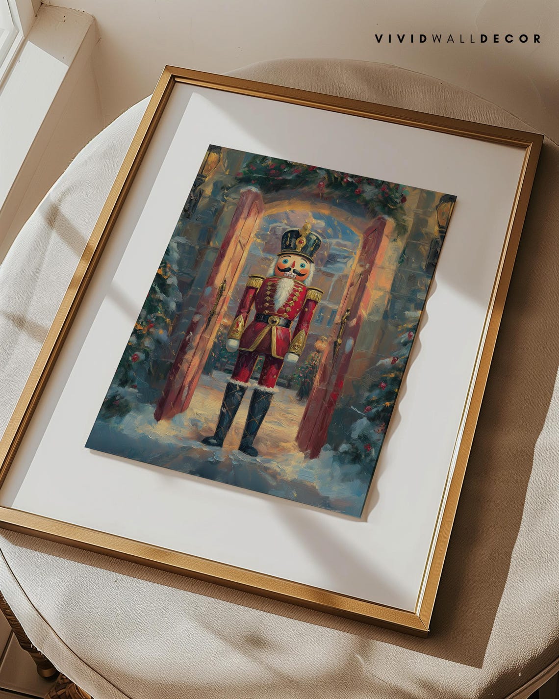 Red Nutcracker Guard at Castle Doorway Christmas Holiday Poster - Image 2