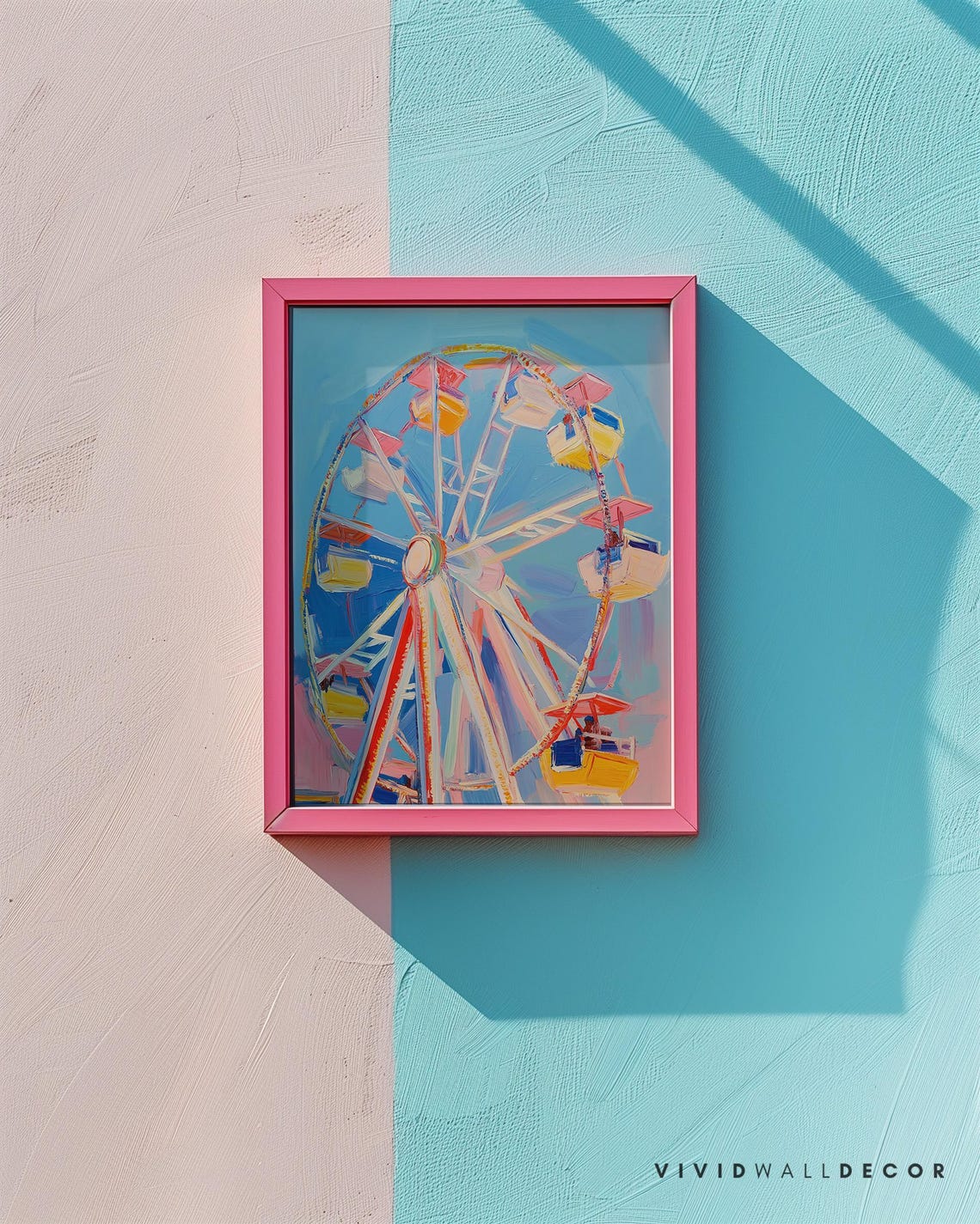Pastel Ferris Wheel Whimsical Fairground Carnival Art Poster - Image 2