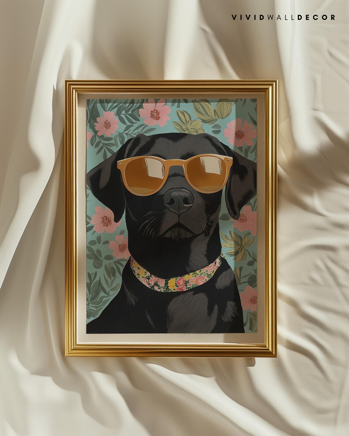 Black Lab Floral Modern Pet Illustration Art Print - Image 2