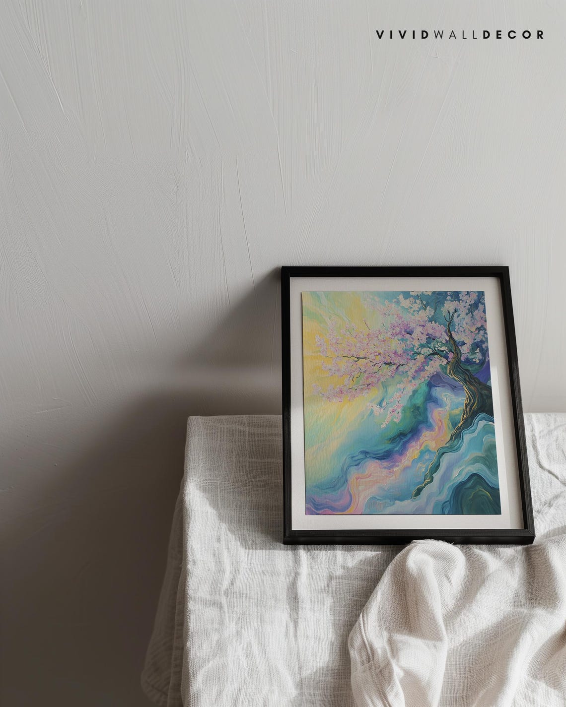 Dreamy Surreal Cherry Blossom Pastel Abstract Tree Art Poster - Image 3
