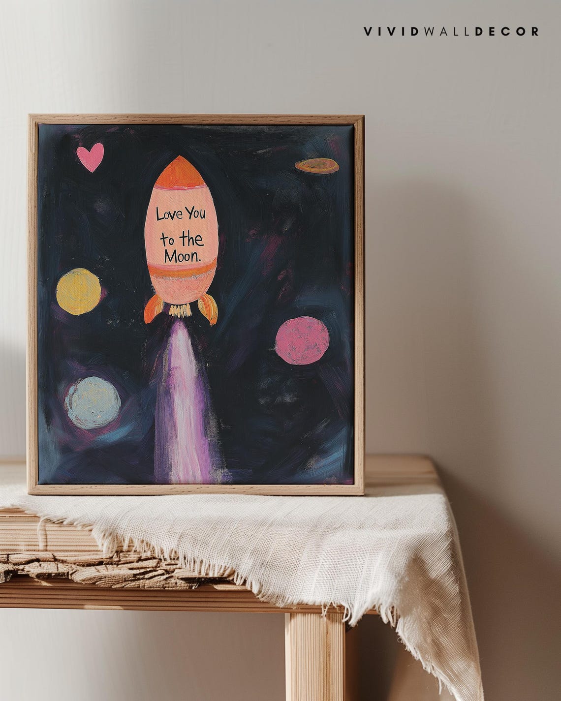 Love You To The Moon Cute Rocket Space Kids Room Wall Poster - Image 3