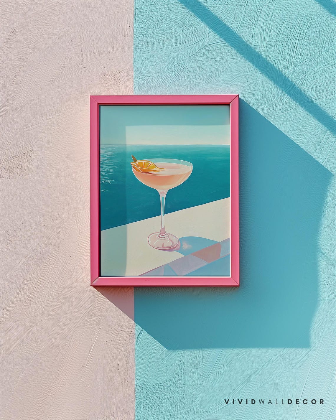 Cocktail Coupe by the Sea Turquoise Ocean View Bar Decor Poster - Image 3