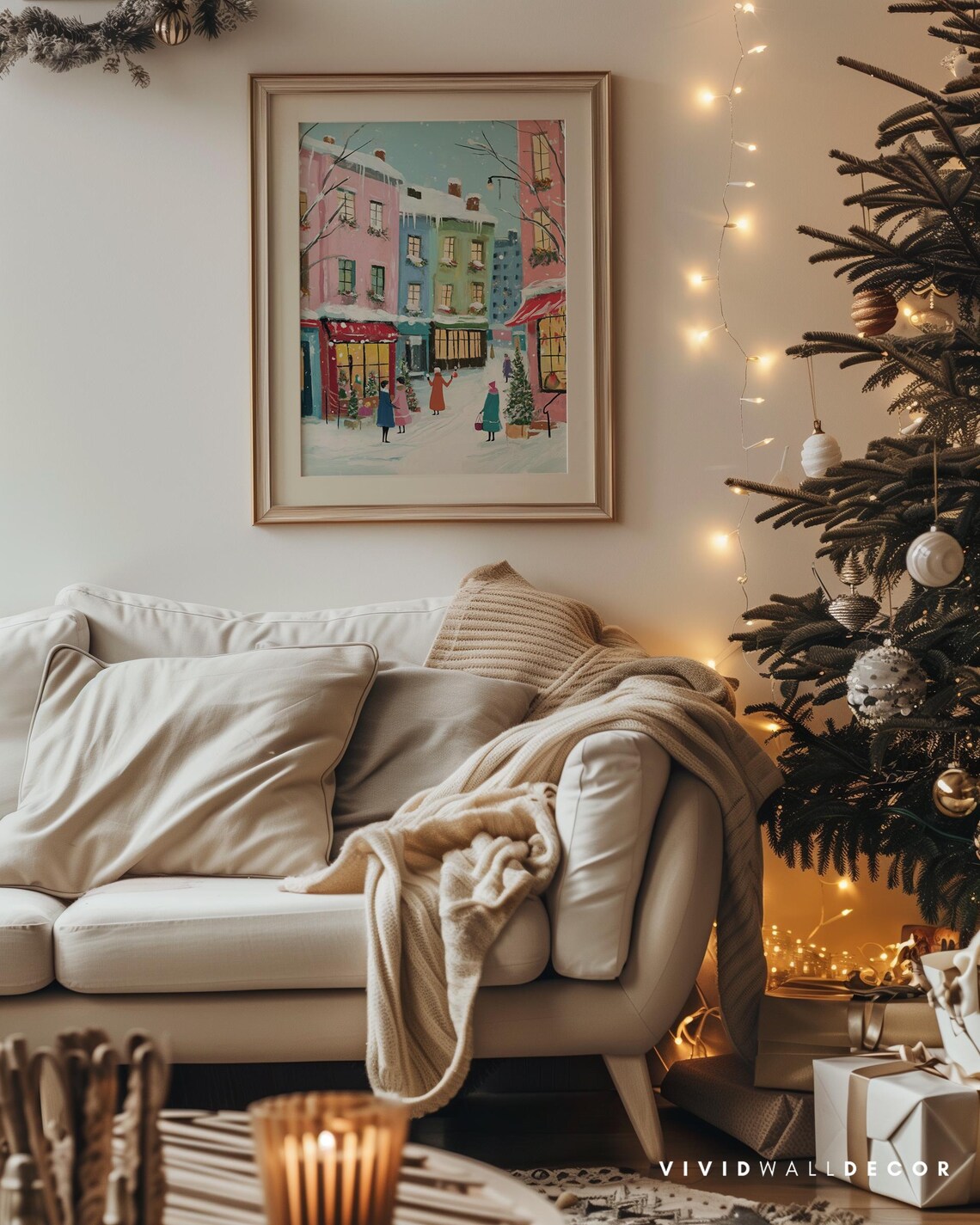 Pastel Winter Shopping Street With Colorful Buildings Poster - Image 4