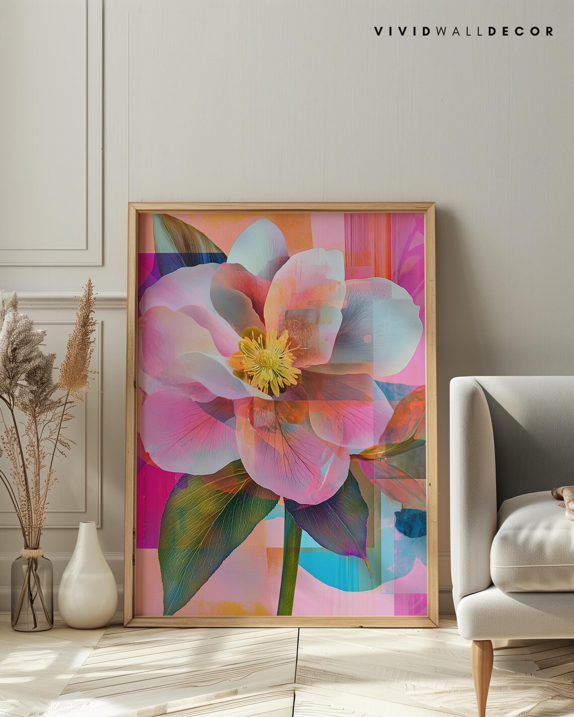 Dreamy Pink Hellebore Flower Abstract Double Exposure Botanical Poster - Image 4