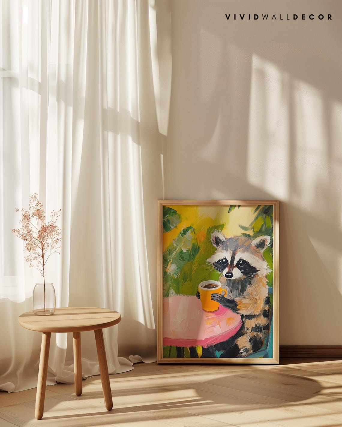 Cute Raccoon Holding Coffee Mug Playful Morning Animal Poster - Image 4