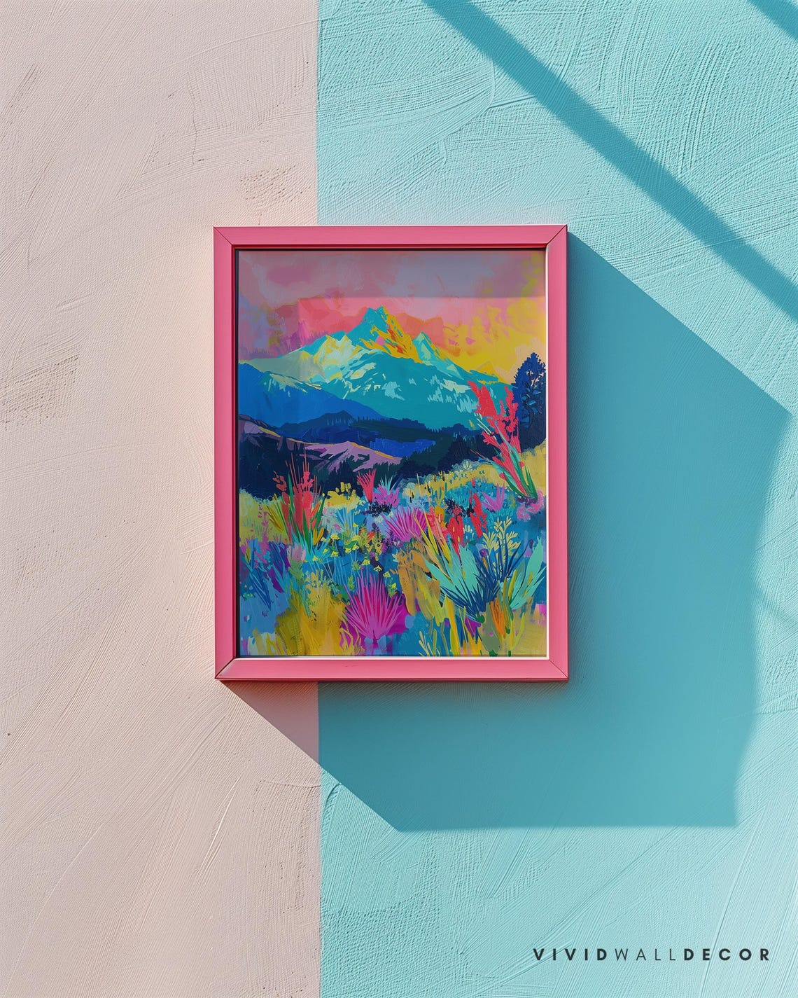 Colorful Mountain Meadow Wildflower Rainbow Landscape Wall Poster - Image 2