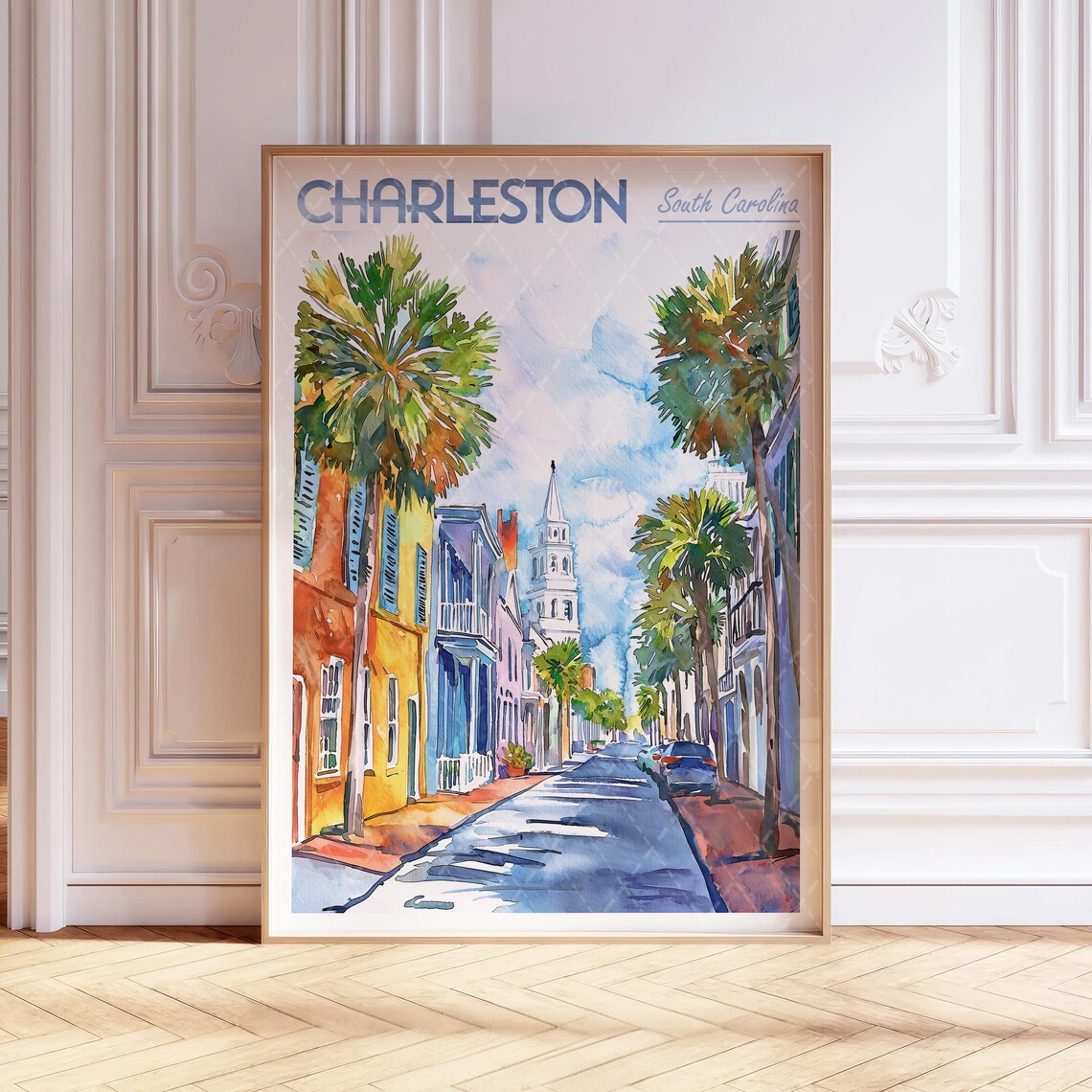 Charleston City Watercolor Poster, South Carolina Print