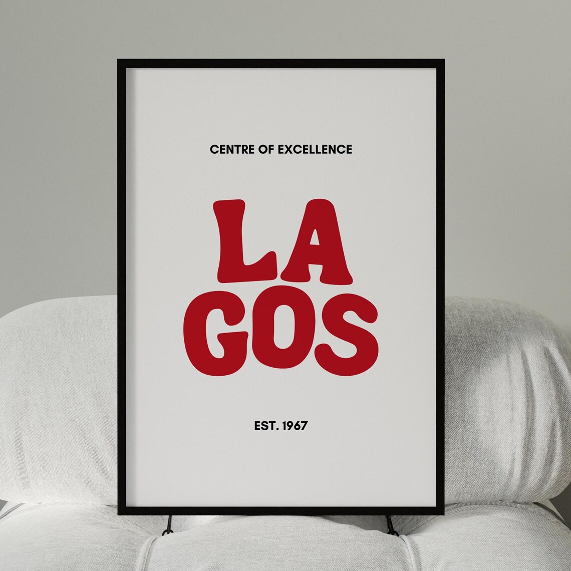 Lagos Typography Art Print, Nigeria Wall Poster