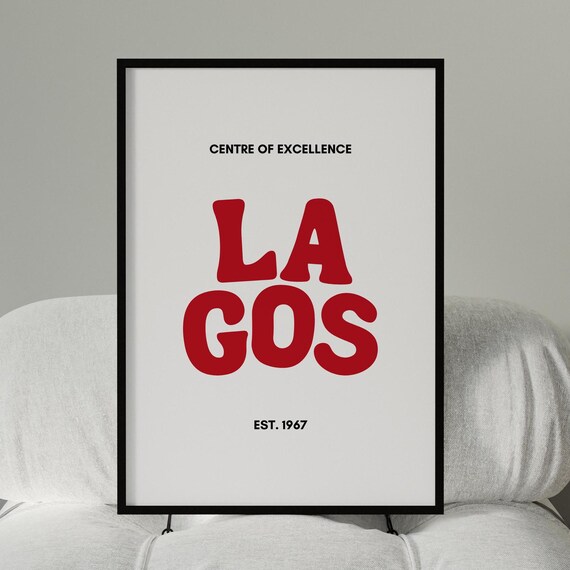 Lagos Typography Art Print, Nigeria Wall Poster