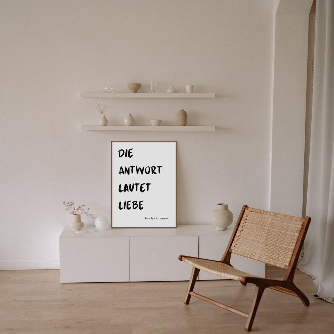 The Answer Is Love Quote Poster White Minimalist Typography Decor - Image 3