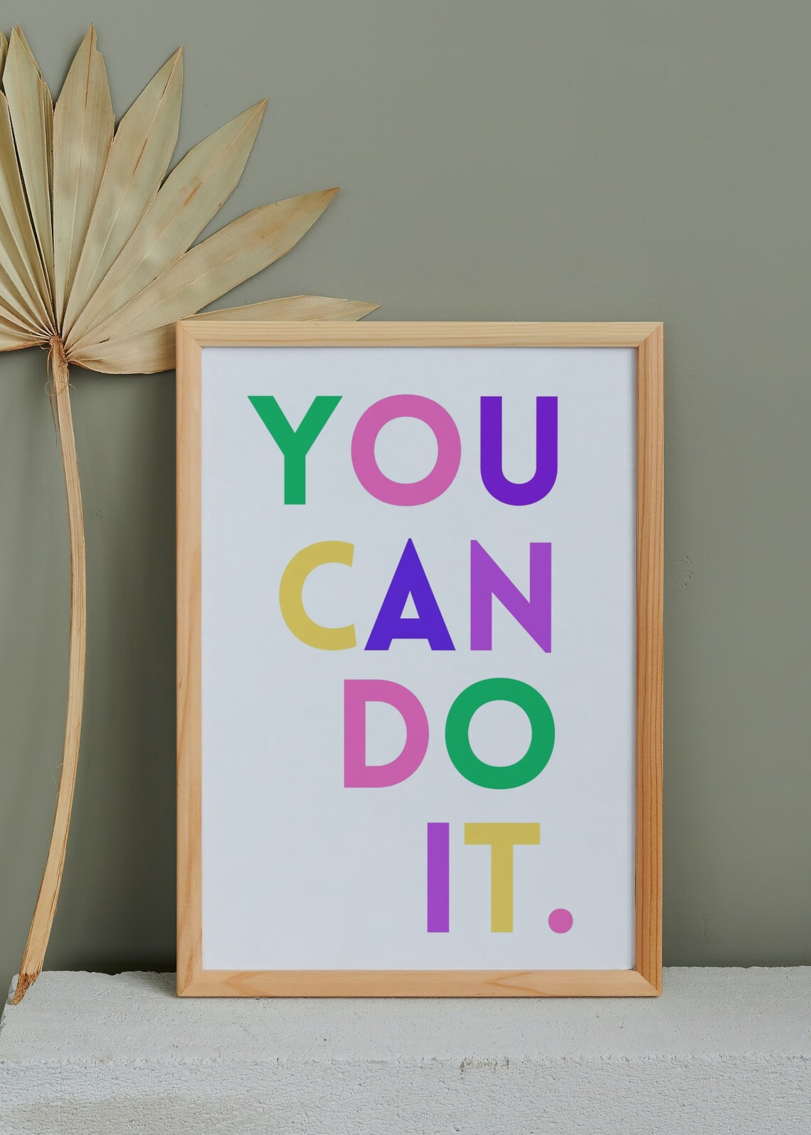 You Can Do It Colorful Rainbow Motivational Quote Typography Poster - Image 2