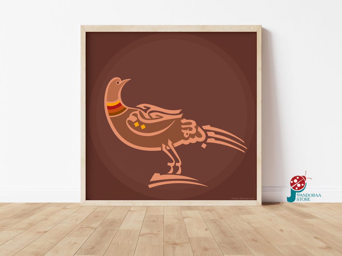 Folk Art Bird Wall Art Brown Animal Poster Traditional Animal Home Gift Poster I Jpg Art For Living Room Home Gift