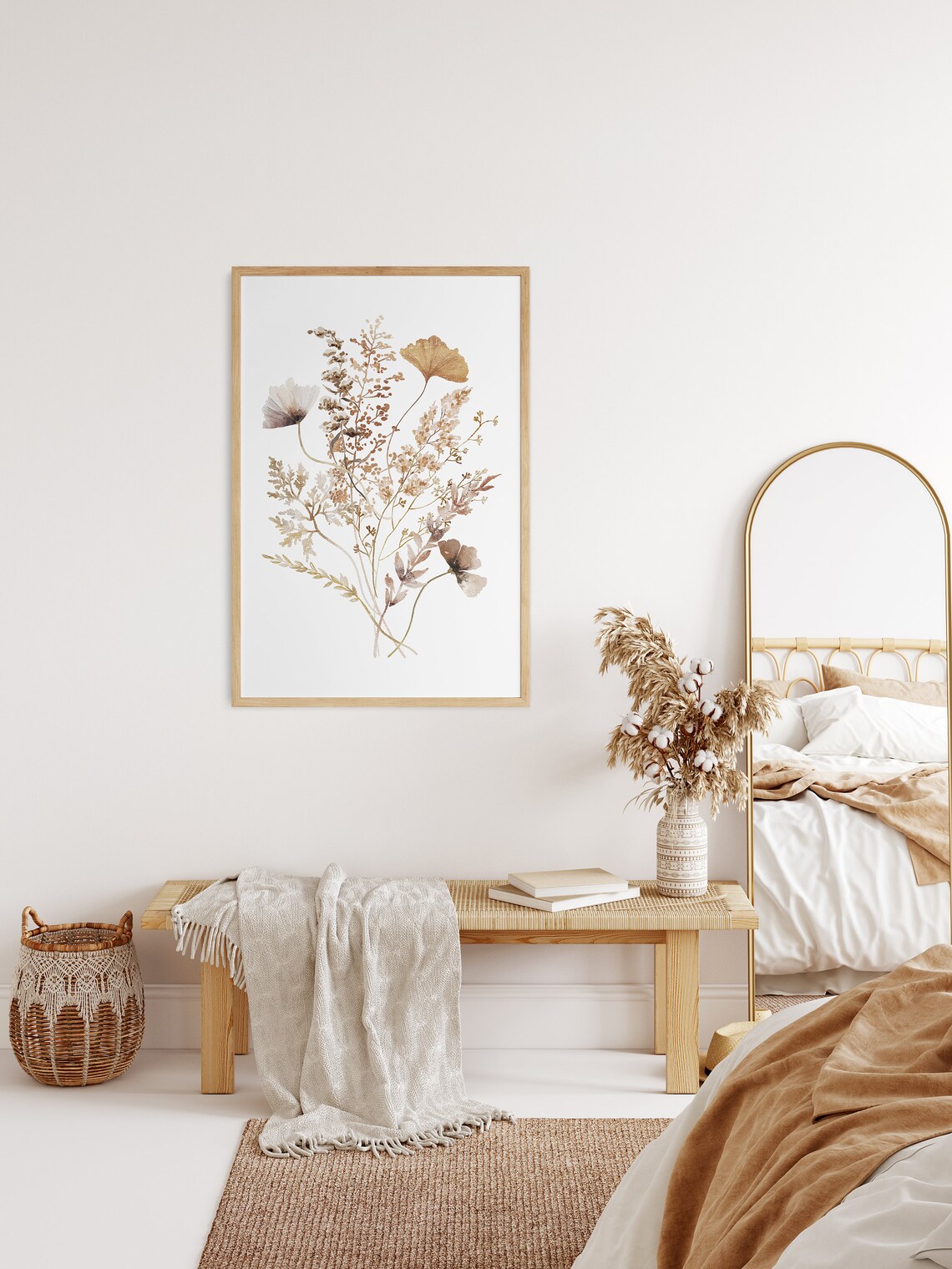 Wildflowers Bouquet Watercolor Boho Botanical Art Print - Image 2