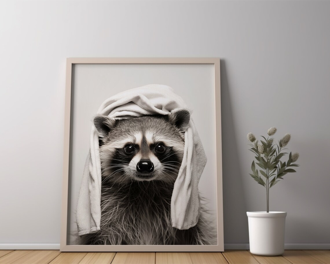 Raccoon Bathroom Humor Art Print - Image 4