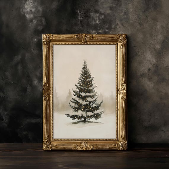 Winter Forest Print Snowy Tree Poster Antique White Art Antique White Painting Landscape Painting Vintage Snow Decor Winter Print Gift