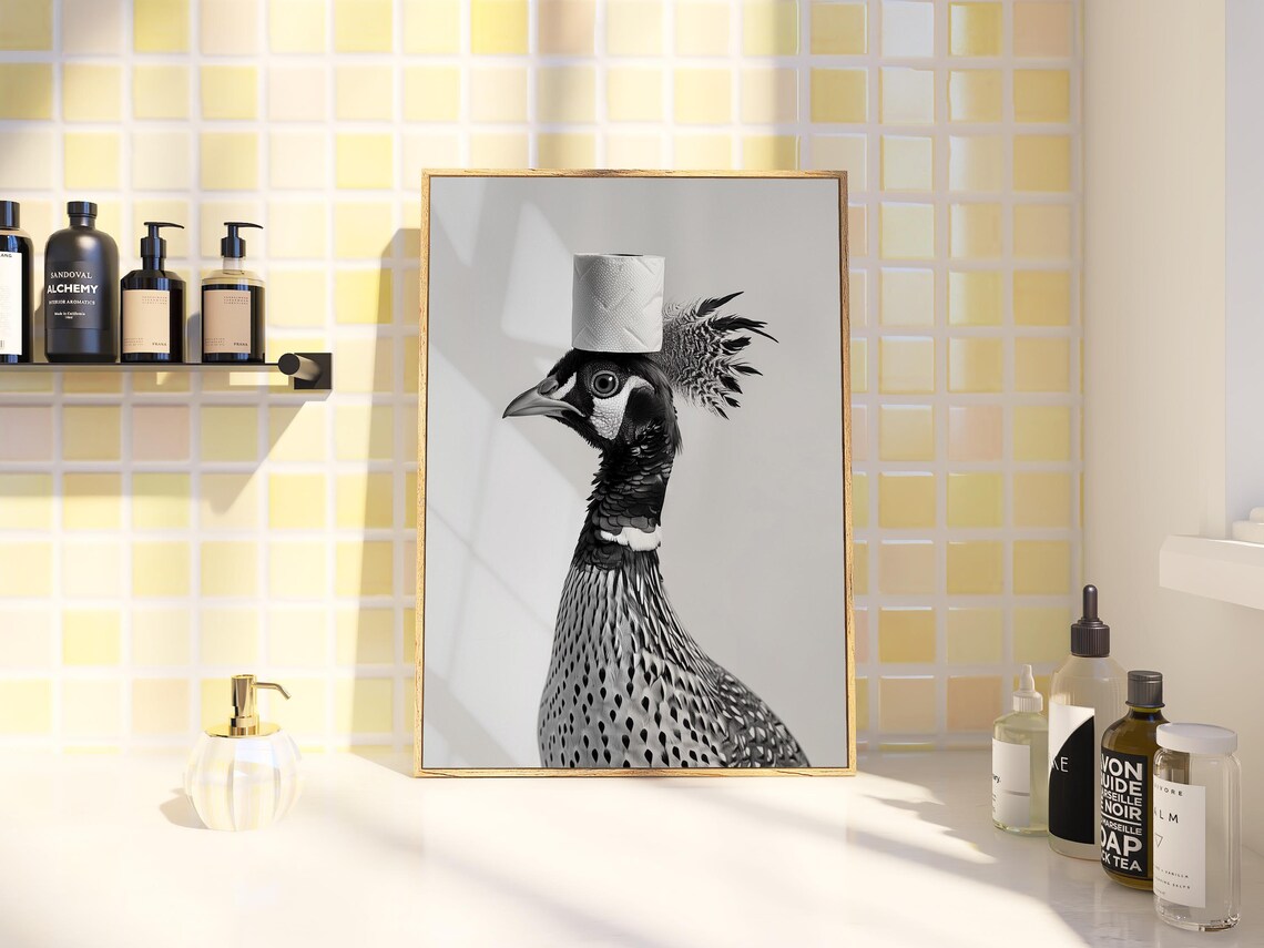 Pheasant Animal Bathroom Poster Print - Image 3