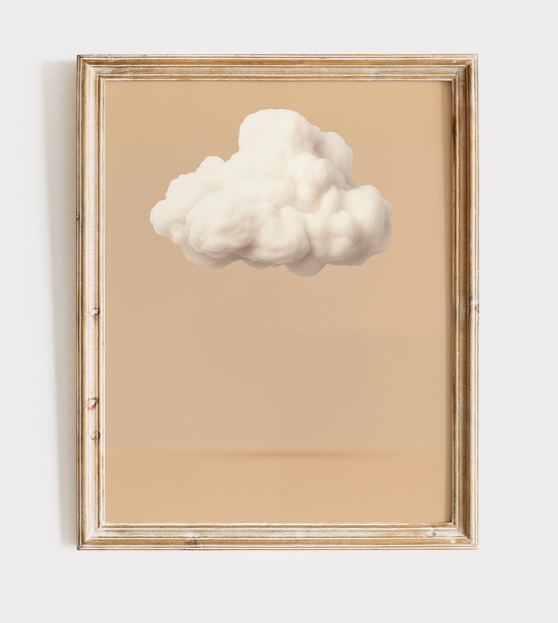 Single White Cloud on Warm Beige Background Minimalist Modern Poster - Image 3