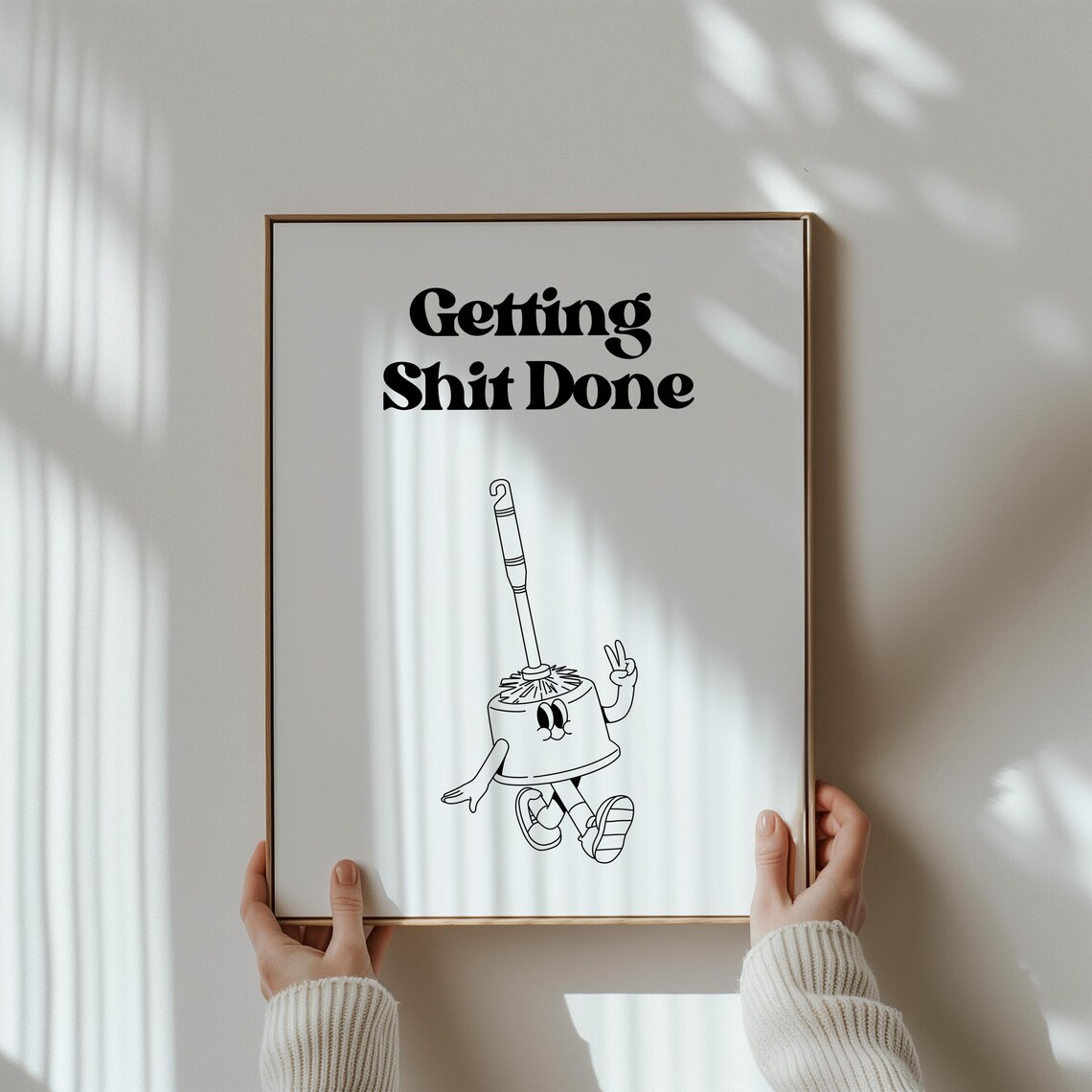 Getting Shit Done Funny Retro Toilet Brush Office Quote Poster - Image 3