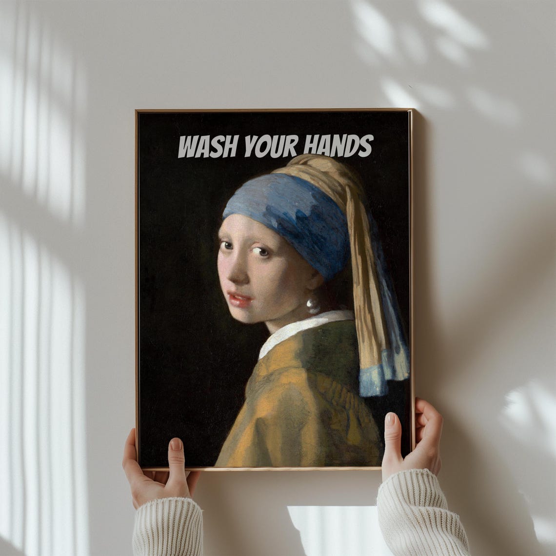 Vermeer Girl with Pearl Earring Wash Your Hands Parody Poster - Image 3