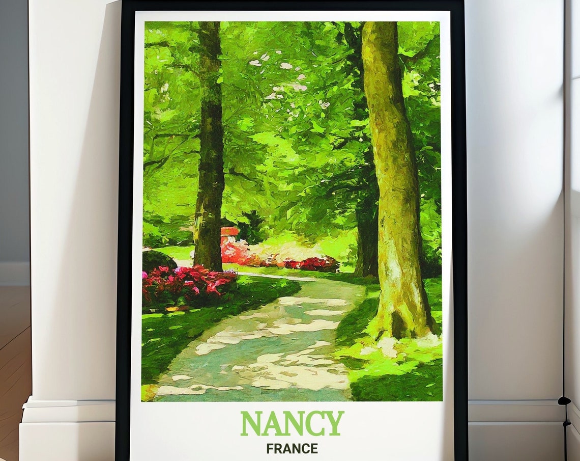 Nancy France Pepiniere Park Tree Lined Path Green Travel Poster
