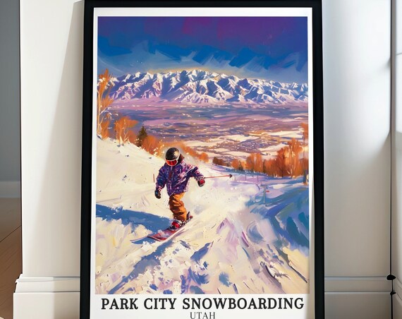Park City Snowboarding Art Print Wasatch Range Scenic Art Park City Mountain Resort Prints Wasatch Range Snowboarding Posters