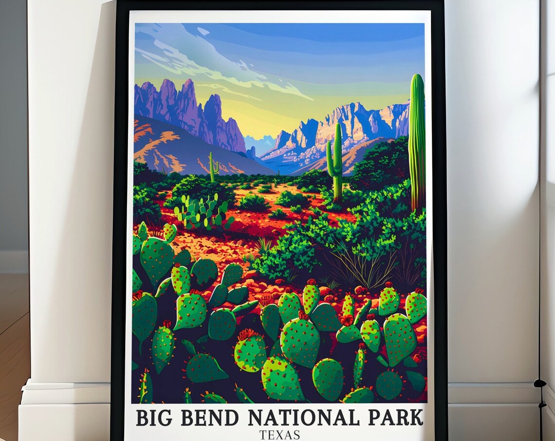 Big Bend National Park Prickly Pear Cactus Desert Texas Travel Poster