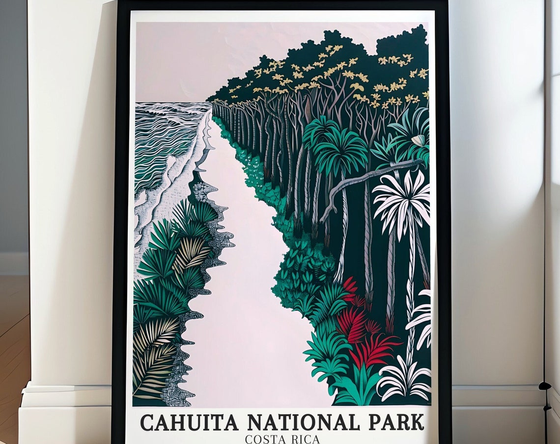 Cahuita National Park Coastline Forest In Minimalist Style Poster